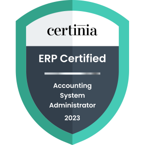 Certinia ERP Certified Accounting System Administrator badge