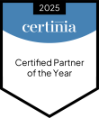 Certinia Partner of the Year badge.