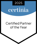 Certinia Partner of the Year badge.
