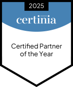 Certinia Partner of the Year badge.