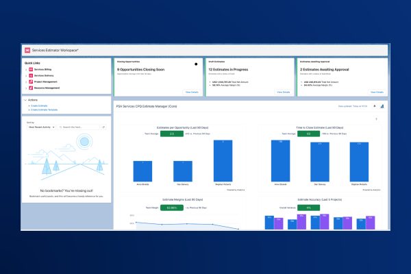 Team collaborating in Salesforce using Certinia Services Estimator to create accurate project estimates and replace spreadsheets.