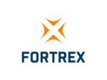 Fortrex logo featuring an orange four-point star symbol above the company name in bold blue uppercase letters.
