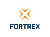 Fortrex logo featuring an orange four-point star symbol above the company name in bold blue uppercase letters.