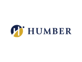 Humber logo with a navy and gold circular emblem containing an “H” and the word “HUMBER” in navy serif lettering.