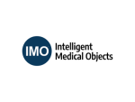 Intelligent Medical Objects logo with “IMO” in white inside a navy circle, next to the words “Intelligent Medical Objects” in black lettering.