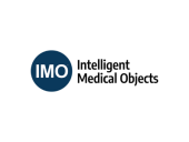 Intelligent Medical Objects logo with “IMO” in white inside a navy circle, next to the words “Intelligent Medical Objects” in black lettering.