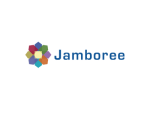 Jamboree logo with a multicolored geometric flower icon beside the company name in blue lettering.