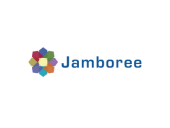 Jamboree logo with a multicolored geometric flower icon beside the company name in blue lettering.