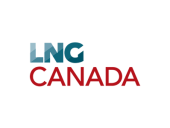LNG Canada logo with “LNG” in blue gradient lettering and “CANADA” in bold red uppercase letters beneath it.