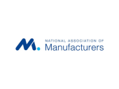 National Association of Manufacturers logo with a stylized blue “M” icon and the organization name in blue lettering.