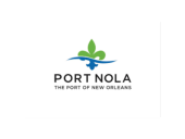 Port NOLA logo featuring a green and blue fleur-de-lis above a wave, with the text “PORT NOLA” and “The Port of New Orleans” below.