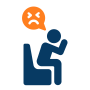Icon of a frustrated technician with an angry speech bubble, representing frustration