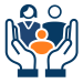 Healthcare & Life Sciences icon representing patient-centered care and family support.