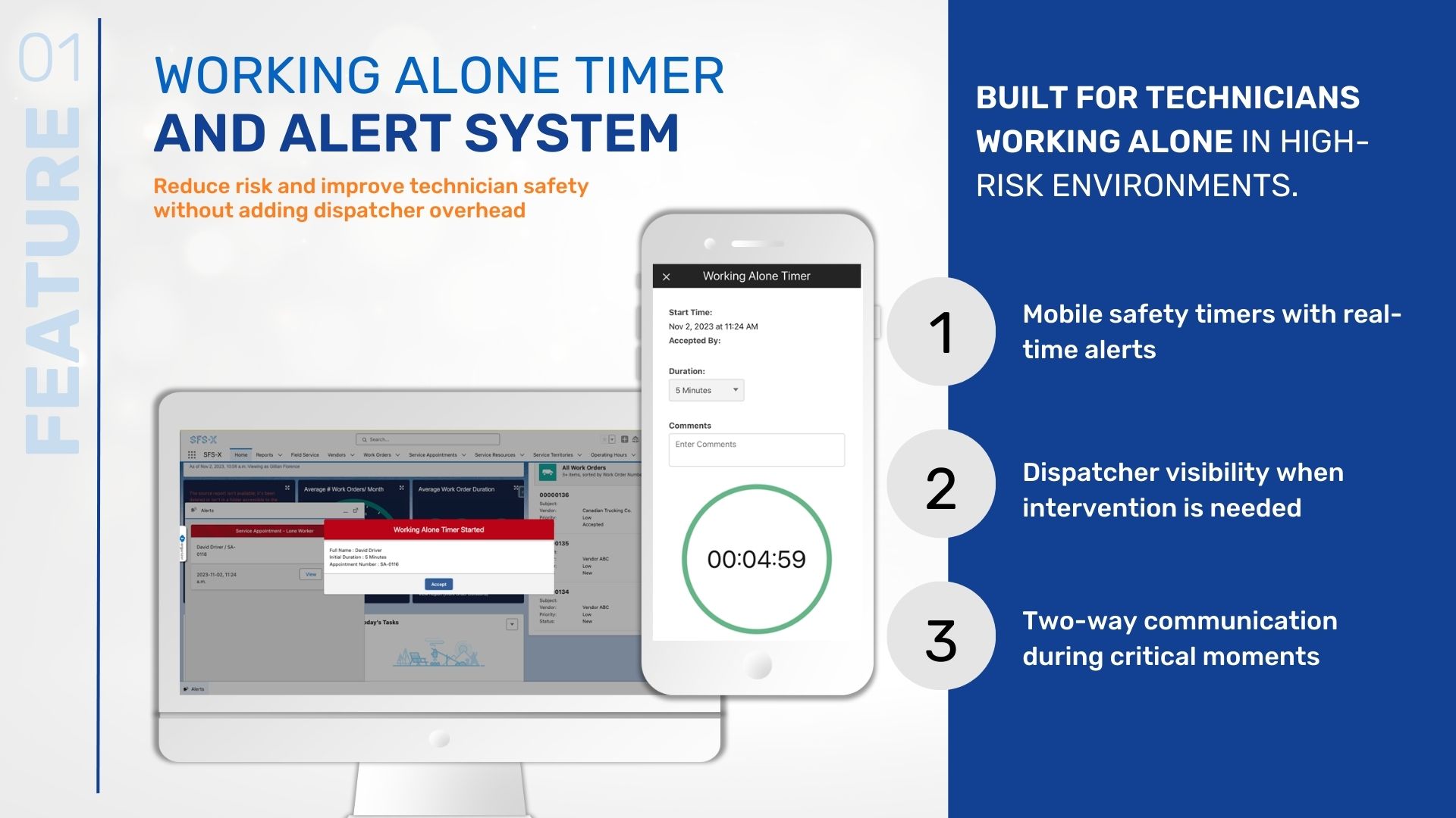 SFS-X feature Working Alone Timer and alert systems