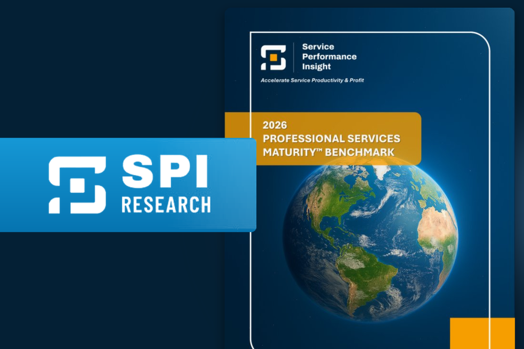 Cover of the 2026 SPI Research Professional Services Maturity Benchmark, the source of the professional services utilization data in this post