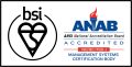 ISO 27001 accreditation logo in colour by ANAB