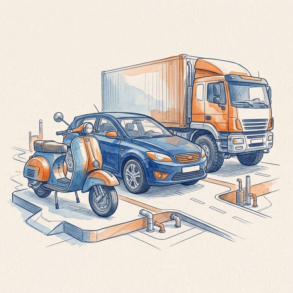 Evolution from scooter to car to truck
