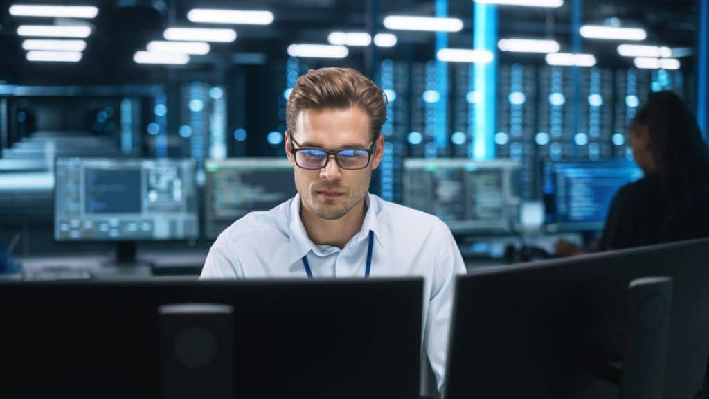 Professional Services Resource on computer, taking the online assessment